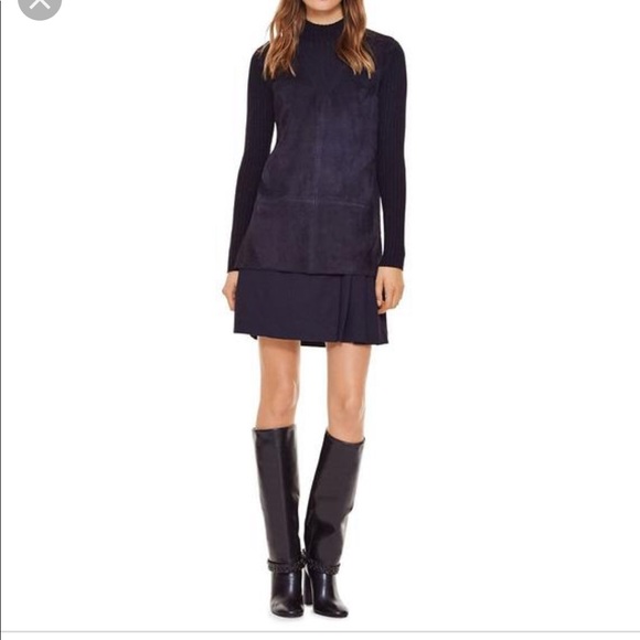 Tory Burch cashmere suede mock neck sweater. - Picture 3 of 4